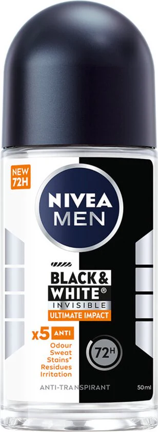 Nivea Men Deodorant Roller Black & White Ultimate Impact 50 ml - Afbeelding 2