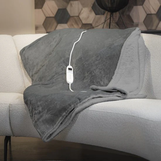 Inventum HB180G - Elektrische omslagdeken - Warmtedeken - Bovendeken - 1 persoons - 180x130 cm - Fleece - Grijs - Afbeelding 5