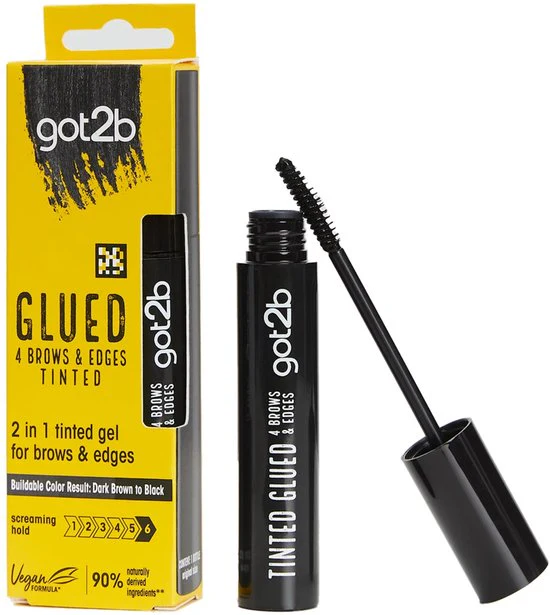 Got2b Glued 2-in-1 Brows & Edges Zwart – Getinte Wenkbrauwgel & Haarlijn Gel – Brow Gel met Kleur - 16ml - Afbeelding 2
